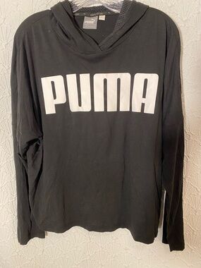 Puma Black Hoodie with Large White PUMA Script